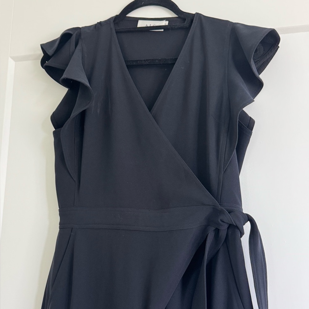 A.L.C. Women’s Flutter Sleeveless Tie Black Crepe Jumpsuit Size 6